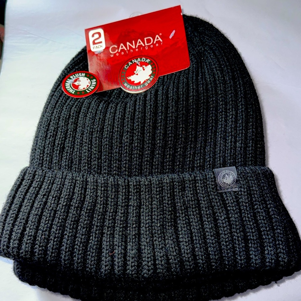 Canadian made Beanie Set - Black & Black, warmest hats with plush lining